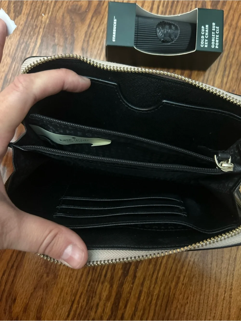 kate spade Two-Tone Cream and Black Wristlet Wallet